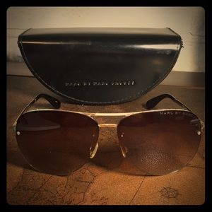 Marc By Marc Jacobs Gold Aviator Sunglasses